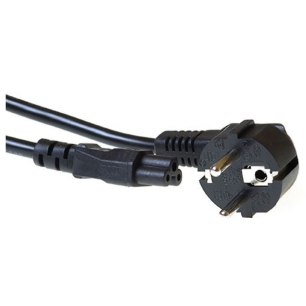 ACT Powercord mains connector CEE 7/7 male (angled) - C5 Mickey Mouse - black 0.5 m