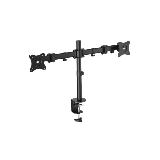 Dual monitor desk mount, tilt -45°/+45°, swivel 180°, level