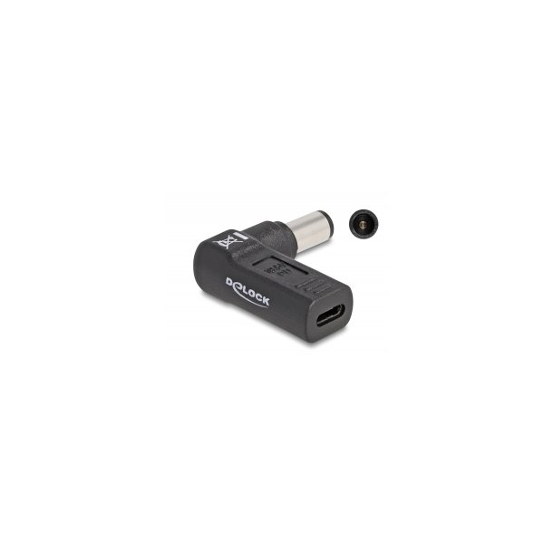 DeLOCK 24 pin USB-C (female) - Strm DC jackstik 7,4 mm (ID: 5 mm) (male) Sort Strmforsyningsadapter