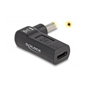 DeLOCK 24 pin USB-C (female) - Strm DC jackstik 4,8 mm (ID: 1,7 mm) (male) Sort Strmforsyningsadapter