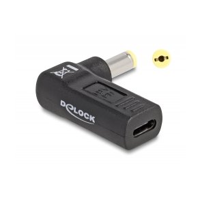 DeLOCK 24 pin USB-C (female) - Strm DC jackstik 5,5 mm (ID: 1,7 mm) (male) Sort Strmforsyningsadapter