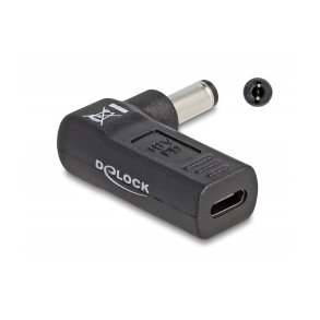 DeLOCK 24 pin USB-C (female) - Strm DC jackstik 5,5 mm (ID: 2,1 mm) (male) Sort Strmforsyningsadapter