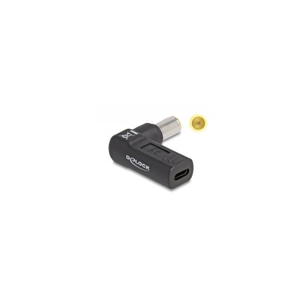 DeLOCK 24 pin USB-C (female) - Strm DC jackstik 7,9 mm (ID: 5,5 mm) (male) Sort Strmforsyningsadapter