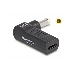 DeLOCK 24 pin USB-C (female) - Strm DC jackstik 5,5 mm (ID: 3,0 mm) (male) Sort Strmforsyningsadapter