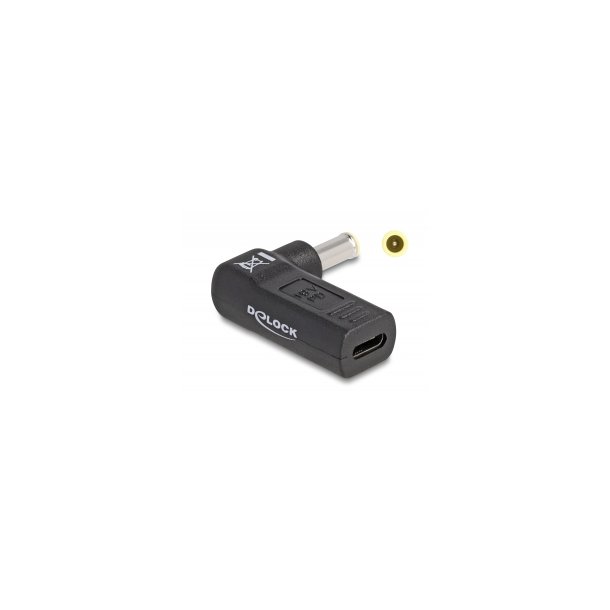 DeLOCK 24 pin USB-C (female) - Strm DC jackstik 5,5 mm (ID: 3,0 mm) (male) Sort Strmforsyningsadapter