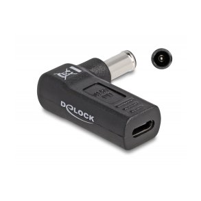 DeLOCK 24 pin USB-C (female) - Strm DC jackstol 6,0 mm (ID: 4,3 mm) (male) Sort Strmforsyningsadapter