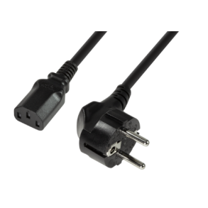 Power cord, safety plug 90° to IEC C13 female, 1.8m, black