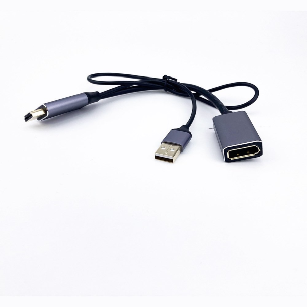 HDMI Male til Displayport Female - USB powered adapter