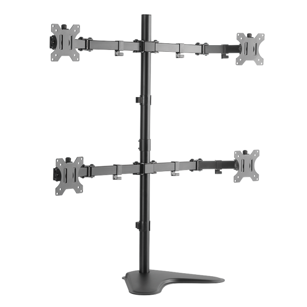 Quad monitor desk stand, tilt -45°/+45°, swivel -90°/+90°, r