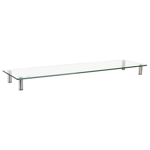 Glass tabletop monitor riser, 1m long, max. 20 kg