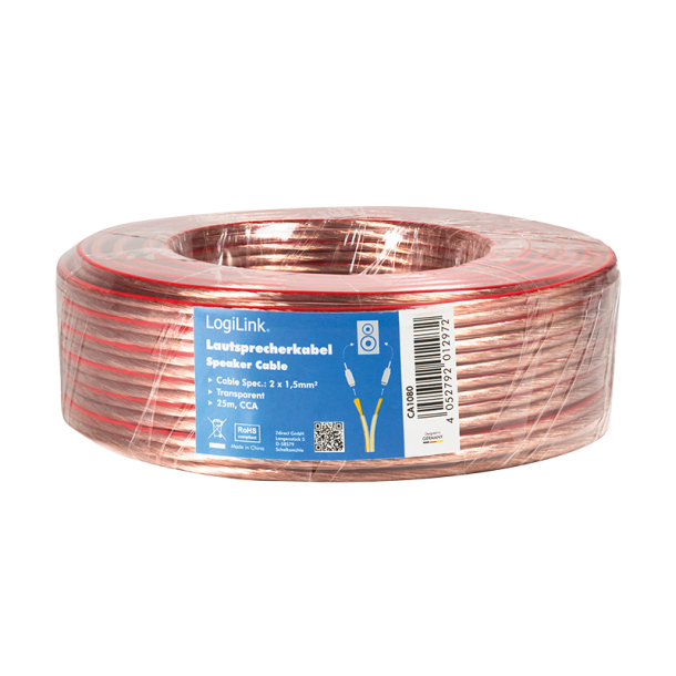 Speaker cable, 2x 1.5 mm², 25m