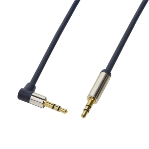 Audio cable 3.5 stereo M/M 90° angled, 1m, blue