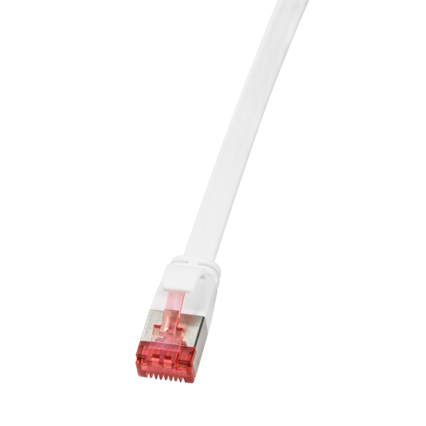 Cat.6A Patch Cable, flat, shielded, 0.25m, white