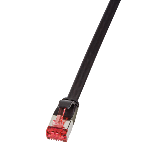 Cat.6A Patch Cable, flat, shielded, 0.25m, black