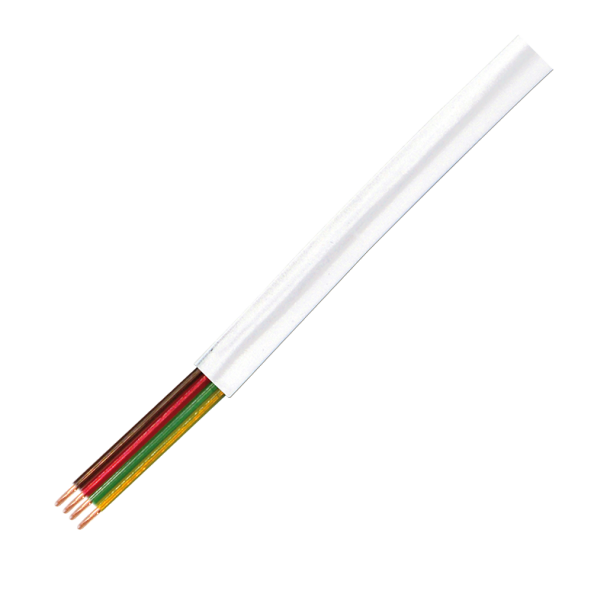 Telephone cable flat 4-wires, 100m, white