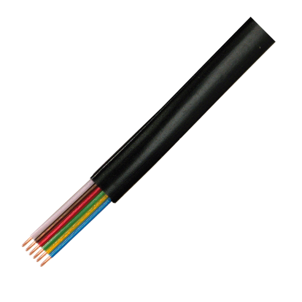 Telephone cable flat 6-wires, 100m, black