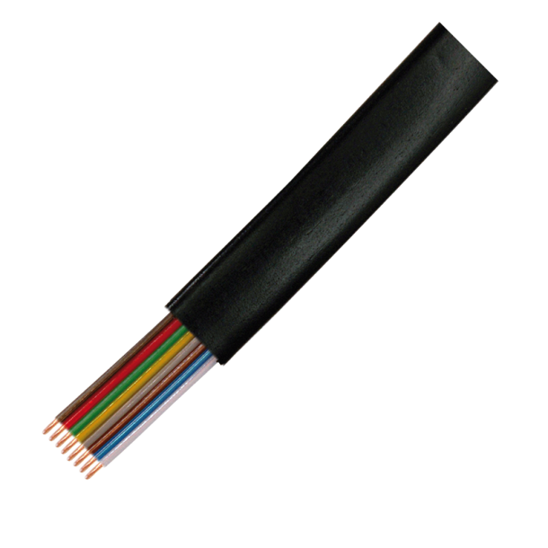 Telephone cable flat 8-wires, 100m, black