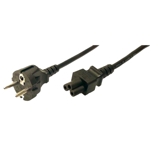 Power cord, safety plug male to IEC C5 female, 1.8m, black