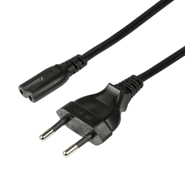 Power cord Euro plug type C to C7, 3m, black