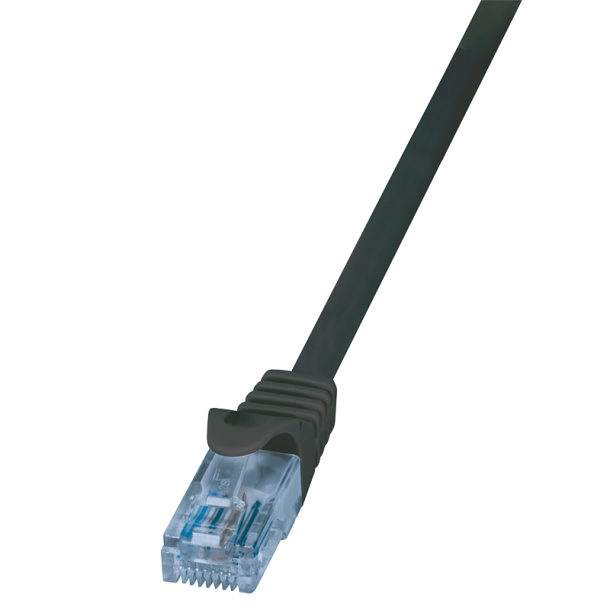 Patch cable Cat.6A 10GE Home U/UTP, EconLine, black, 0.25m