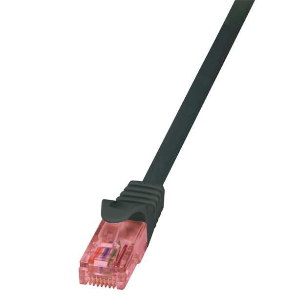 Patch cable Cat.6 U/UTP, PrimeLine, black, 0.25m