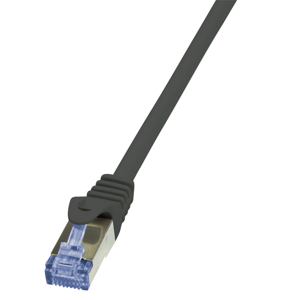 Patch cable Cat.6A 10G S/FTP, PIMF, PrimeLine, black, 0.25m