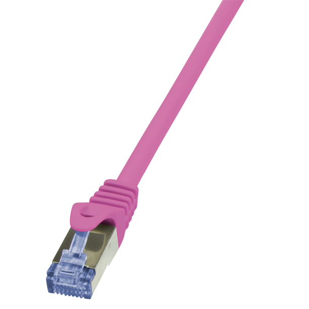 Patch cable Cat.6A 10G S/FTP, PIMF, PrimeLine, pink, 0.25m