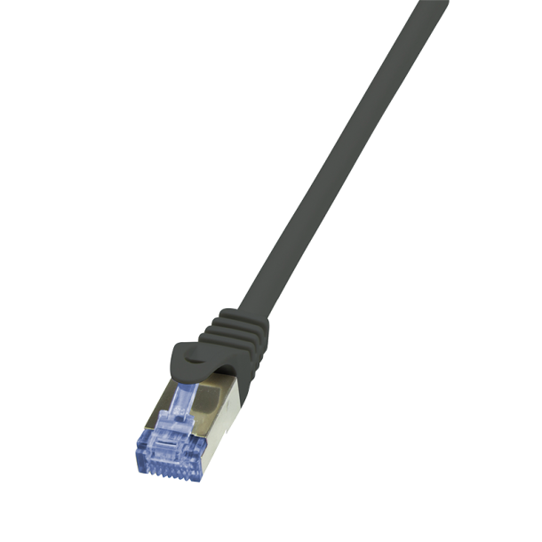 Patch Cable with Cat.7 raw cable, black 0,25m