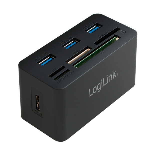 USB 3.0 hub with all-in-one card reader