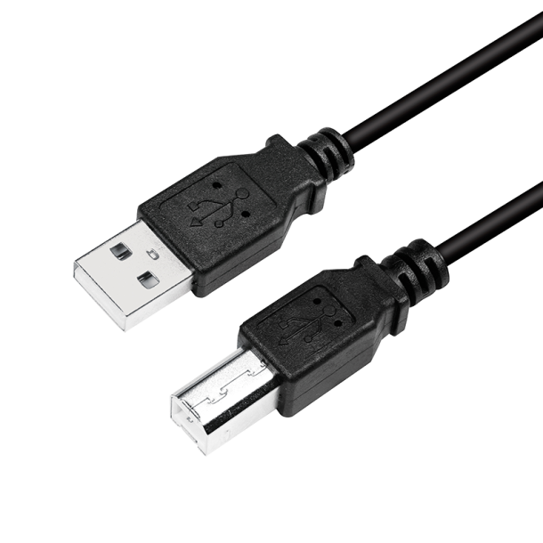 USB cable USB 2.0 a to b 2x male, black, 2m