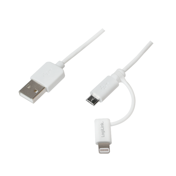 USB to Micro USB sync- and charging cable with Lightning ada