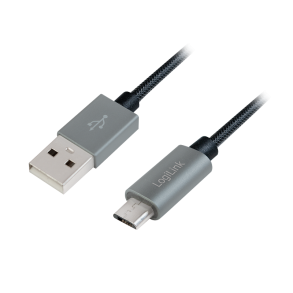 Sync & charging cable, USB to Micro USB male, grey