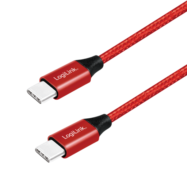 USB 2.0 cable, USB-C to USB-C, red, 0.3m