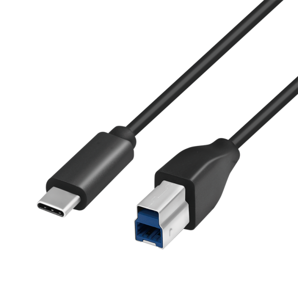 USB 3.2 Gen1x1 cable, USB-C male to USB-B male, 1m