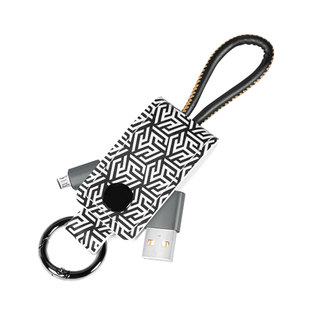 USB sync and charging cable with keychain, 0,22m