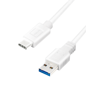USB 3.2 Gen1x1 cable, USB-A male to USB-C male, white, 3m