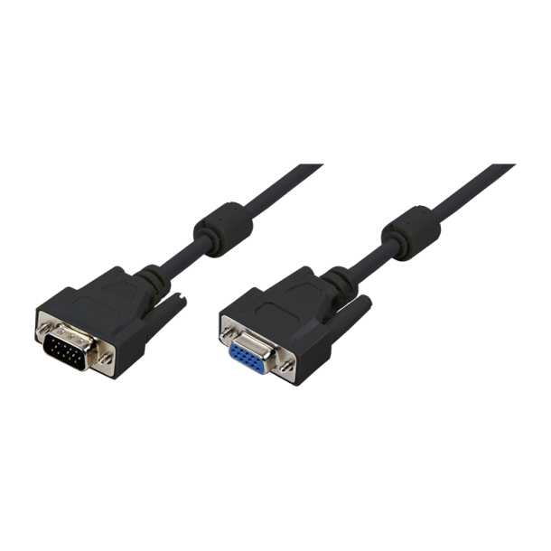 VGA extension cable 1x male 1x female, black, 3m