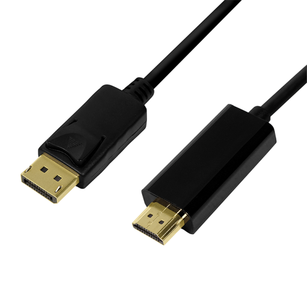 DisplayPort cable, DP 1.2 to HDMI 1.4, black, 1m