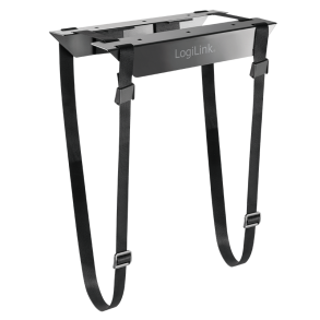 Adjustable under-desk CPU mount with strap