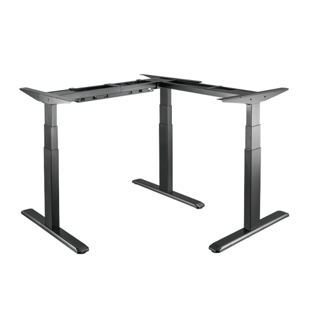 Tripple motor sit-stand desk frame, 90° L-shape