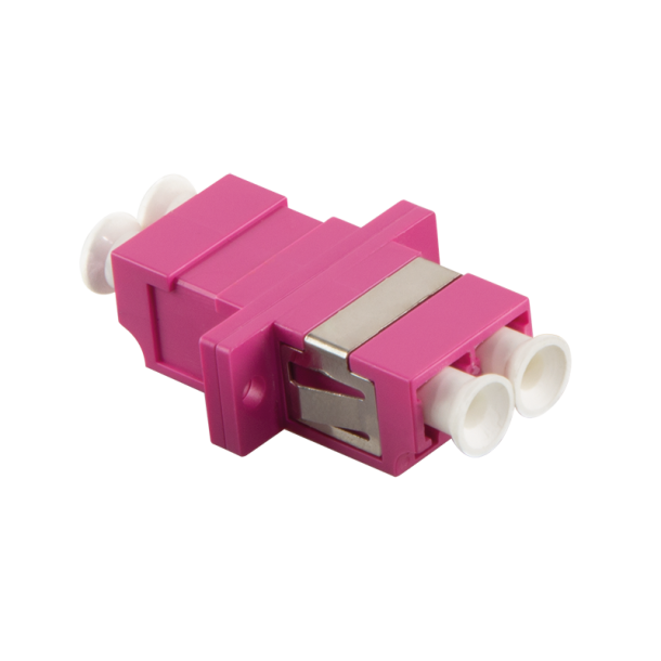 Fiber optic LC/LC Duplex adapter, Multimode with flange