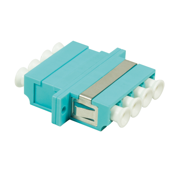 Fiber optic LC/LC Quad adapter, Multimode, Aqua