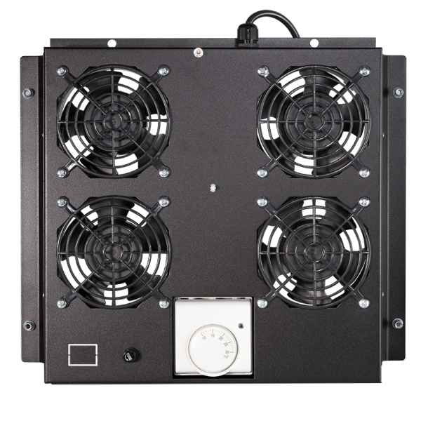 Roof fan tray for floor standing cabinet with 4 fans, black