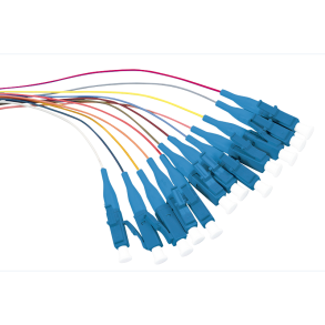Colored pigtail set 12x LC, OS2, 2m, blue connector