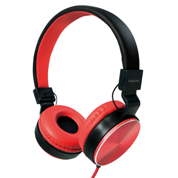 Foldable stereo headphone, red