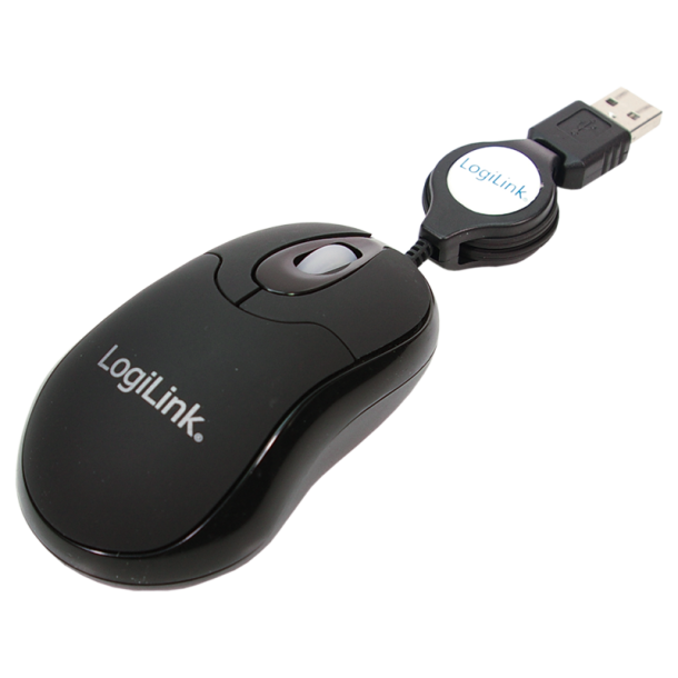 Mouse optical USB Mini with retractable cable