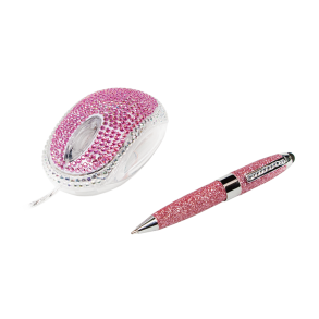 Rhinestone mouse and glittering stylus touchpen design set