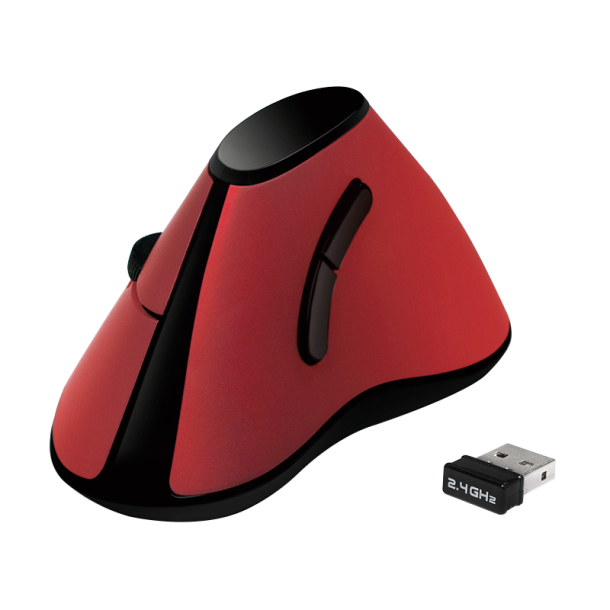 Ergonomic vertical mouse, wireless 2.4 GHz, red