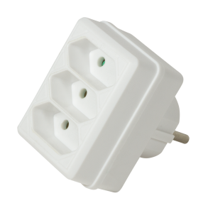 Socket adapter, 3x Euro, 1700W/250V, white