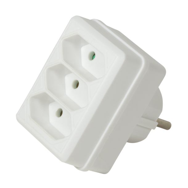 Socket adapter, 3x Euro, 1700W/250V, white